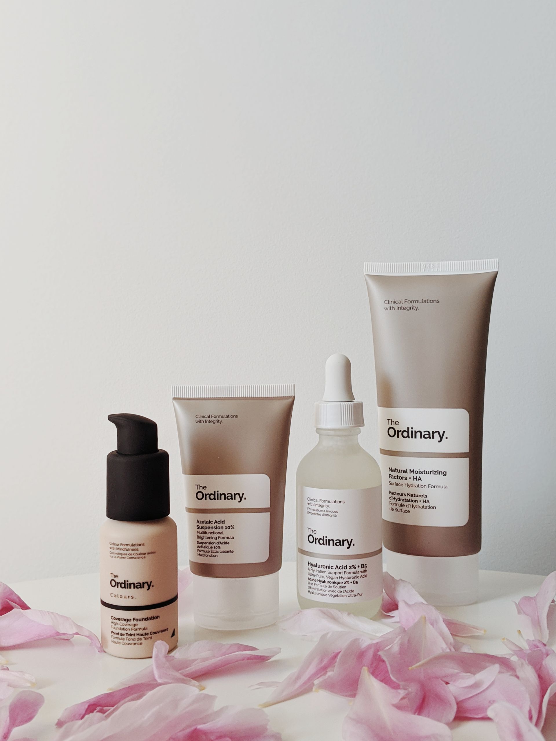 Skincare products flat lay
